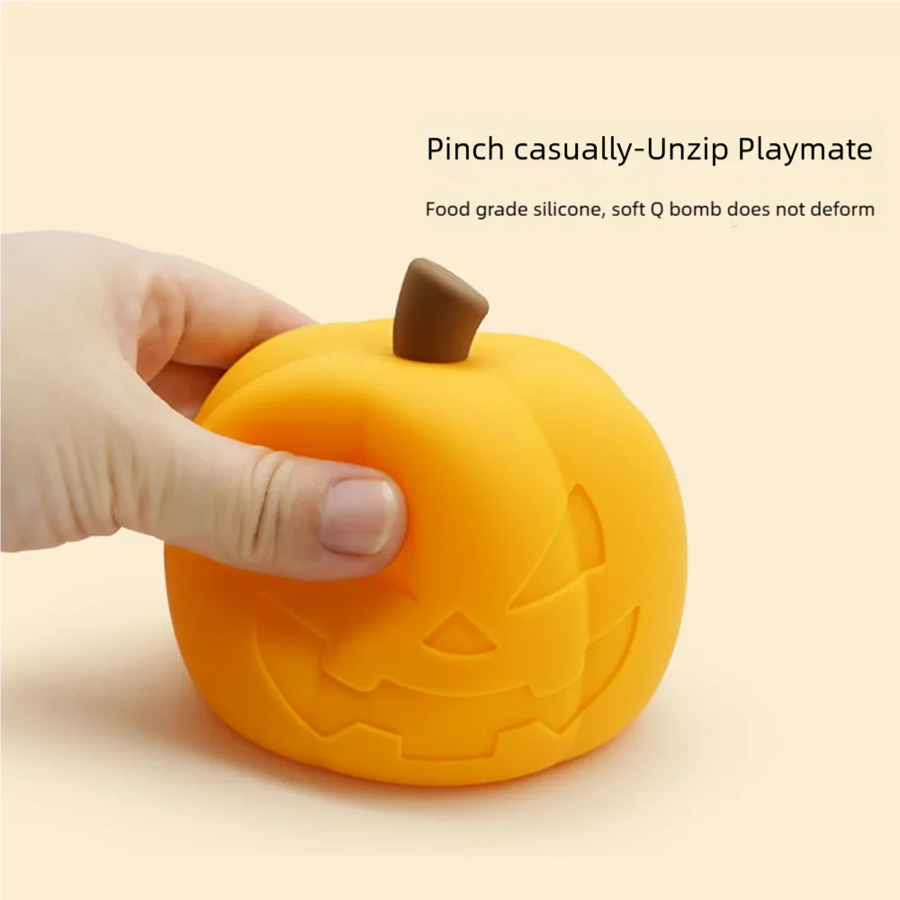 Pumpkin silicone pat night light Halloween ambient decorative light home sleep with night feeding soft light