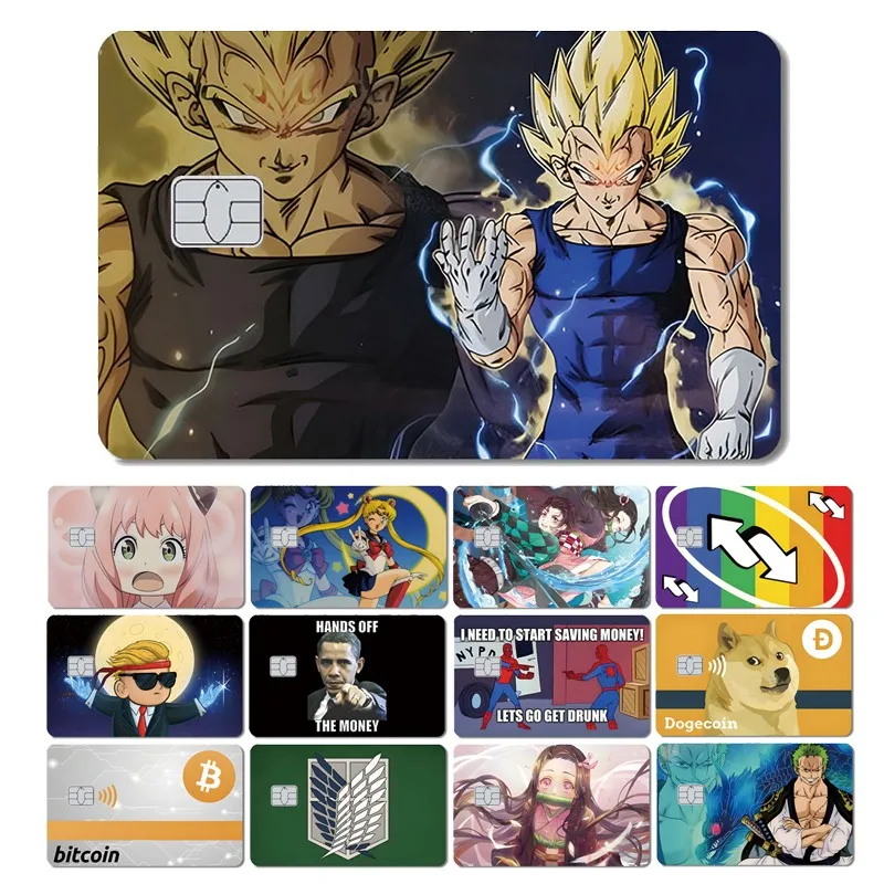 High Quality Soft PVC Front Creidt Card Debit Card Film Sticker Cover Skin for Small Big Chip No Chip Anime Wing Cartoon