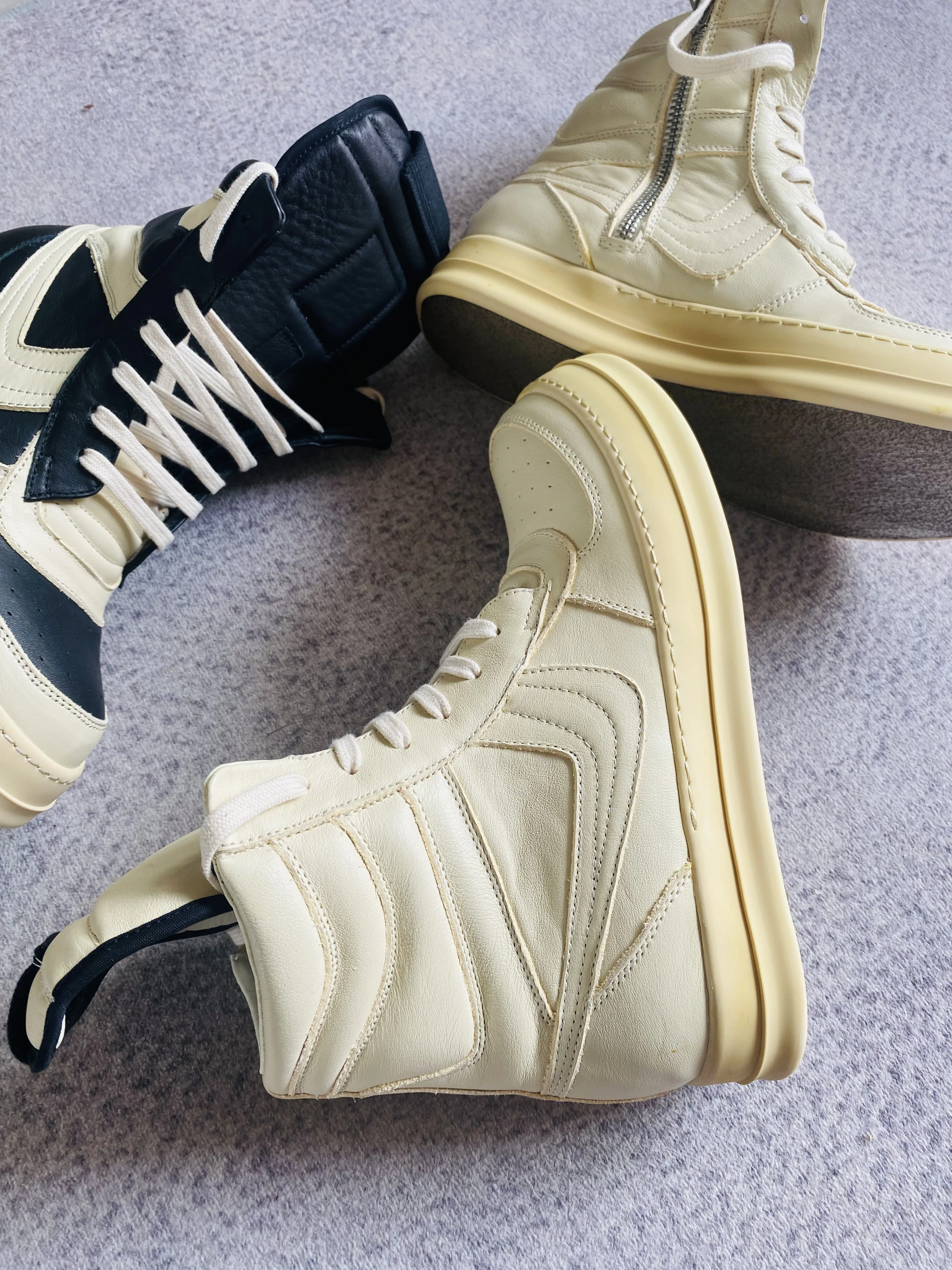 Customized Goodyear Handmade sewing Men Geo-basket Hip Hop Punk Nail Genuine Leather Running Boots