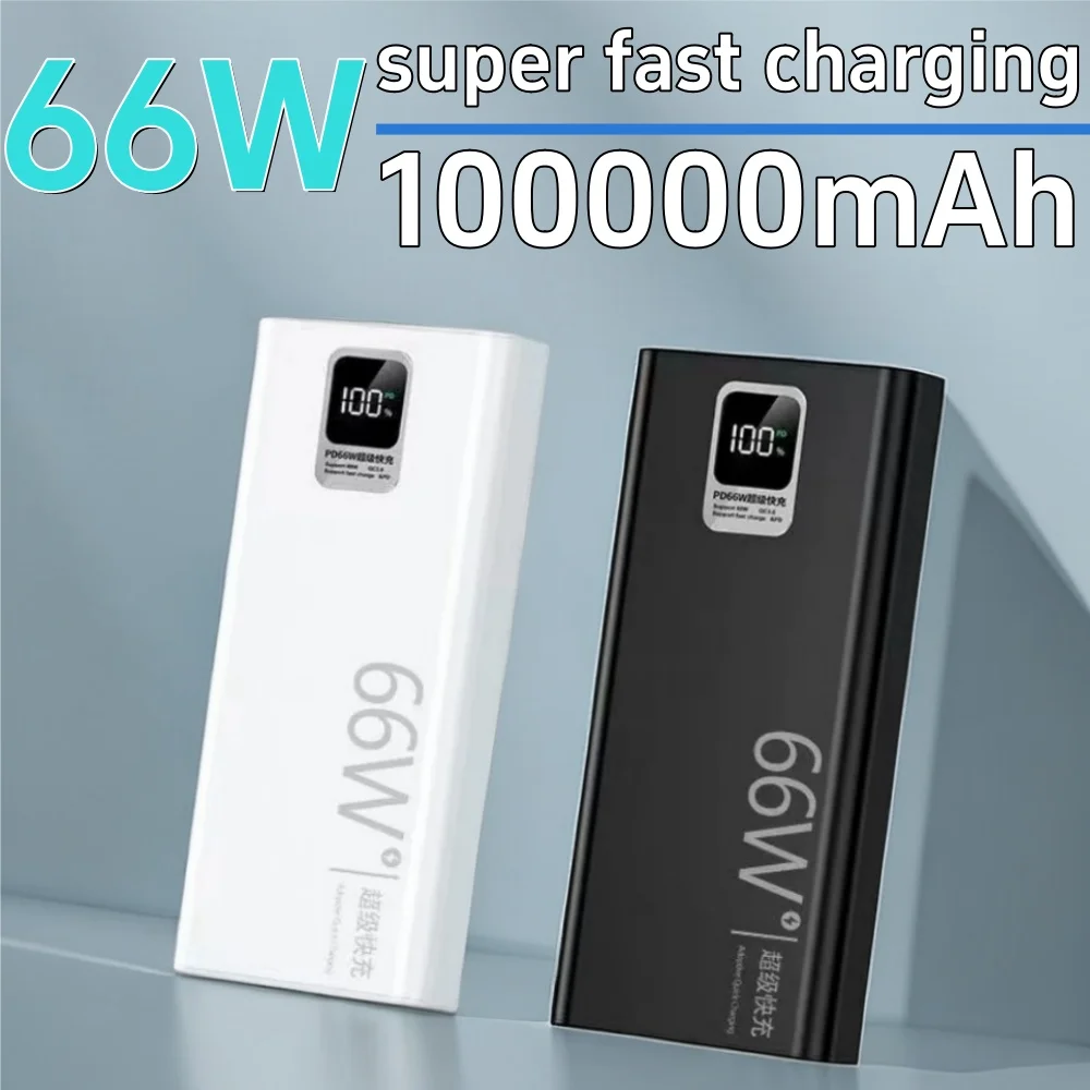 

Power Bank 100000mAh 66W Super Fast Charging For iPhone Huawei Xiaomi Samsung PD 20W External Battery Charger Powerbank