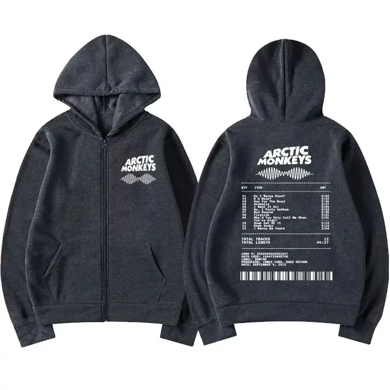 Arctic Monkeys Rock Band Album Zip Up Hoodies Men Women Vintage Hip Hop Hoodie Casual Oversized Zipper Pullovers Sweatshirt Coat