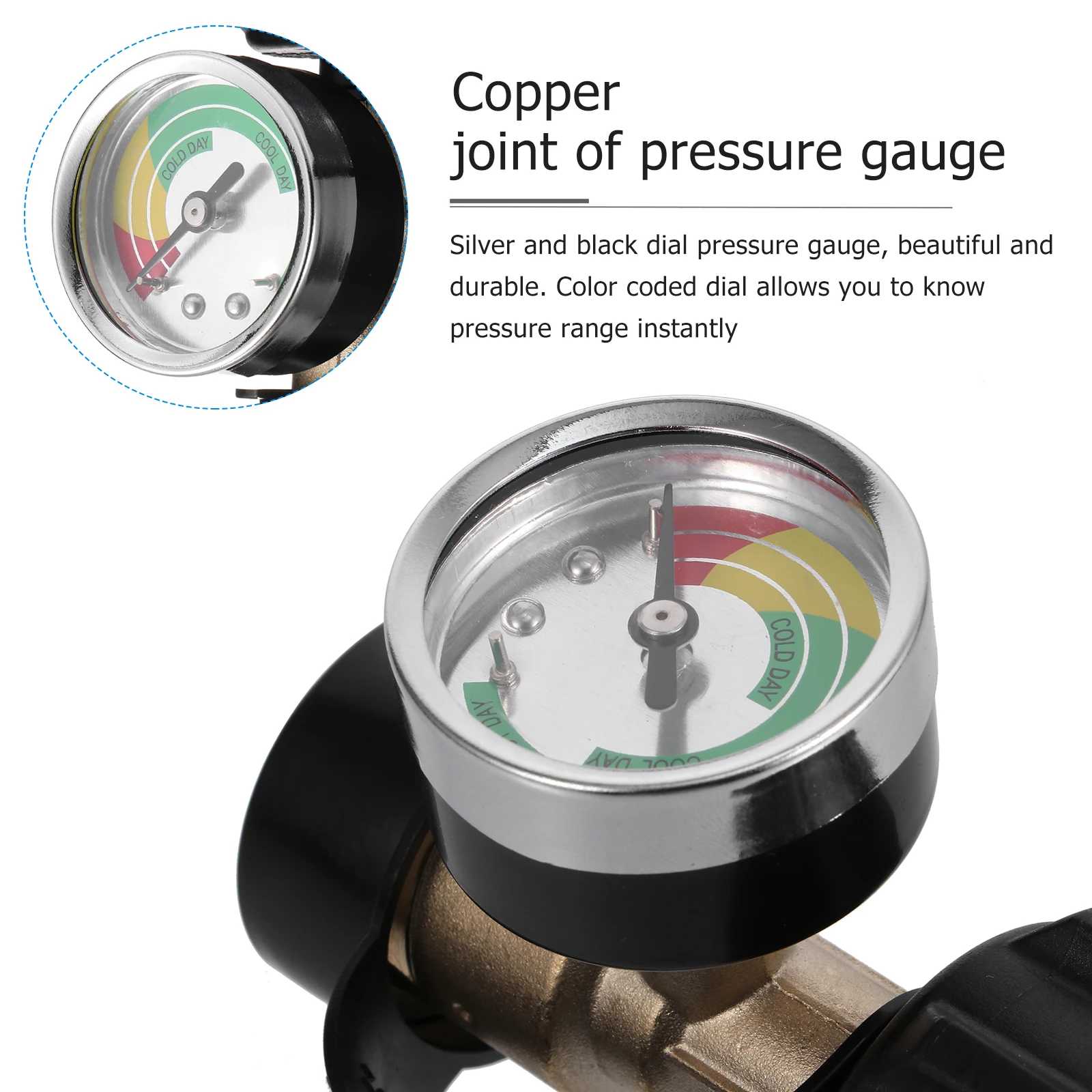 

Gas Cylinder Connector for 5-40lbs Propane Tank Adapter Pressure Gauge Silver Black Dial Camping Stove Refill Tool Brass