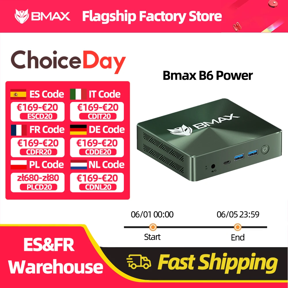 Bmax Mini-PC B6Power Intel Core I7-1060Ng7 Windows 11 16 GB Ram 1 TB Nvme SSD Nvme_2280X2 HDMI USB