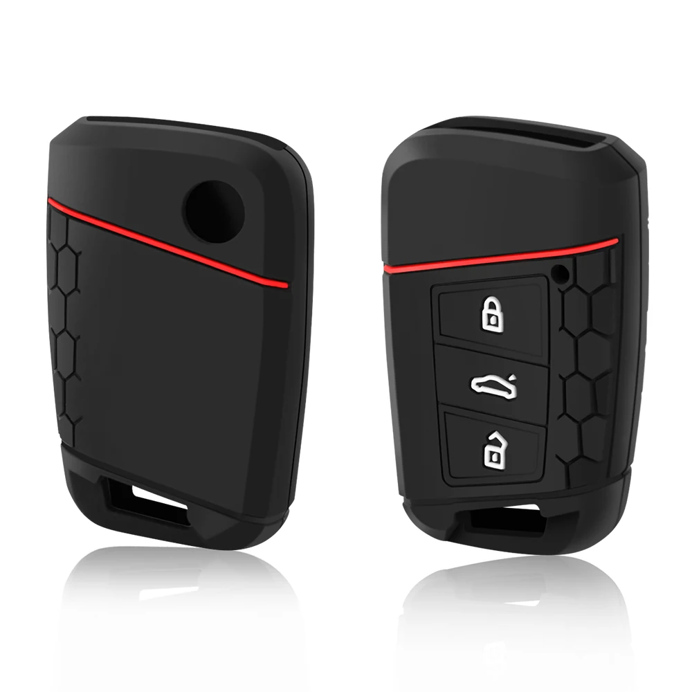 حافظة مفاتيح السيارة غطاء كامل لشركة فولكس فاجن فولكس فاجن جولف 8 MK8 ID.3 ID.4 كوبرا سكودا اوكتافيا سيات ليون MK4 2020-2024 سلسلة مفاتيح أوتوماتيكية #5