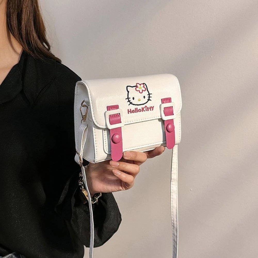 

Sanrio PU Handbag Hello Kitty Women's handbag New shoulder bag Kawaii Shoulder Square Bag Tote shoulder pouch Crossbody Bag