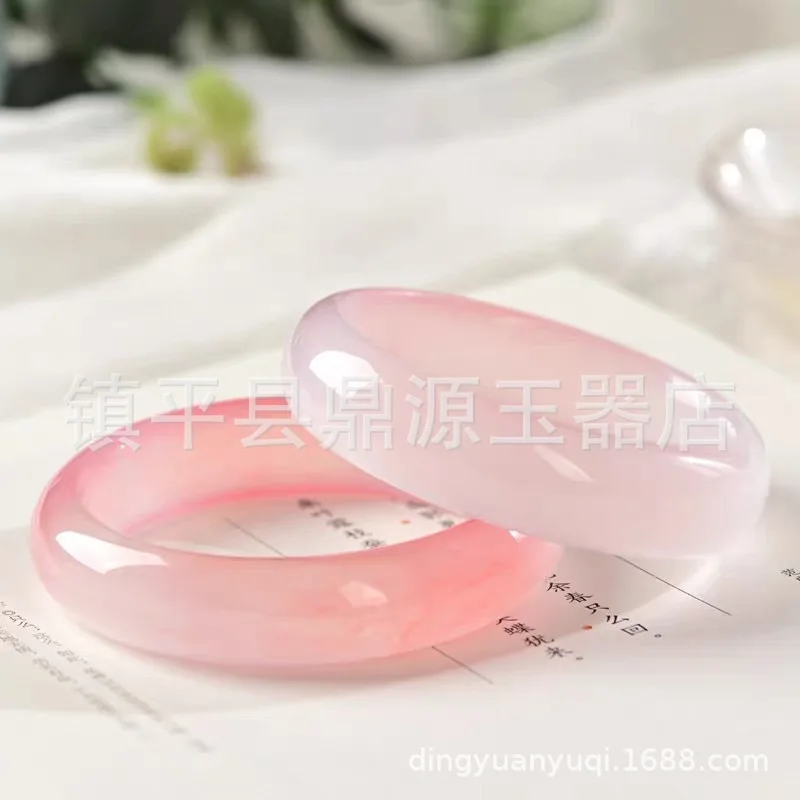Wholesale Ice-like Lotus Pink Bracelet Peach Blossom Flower Ice Girly Style Jade Bracelet Live Delivery Gifts image 4