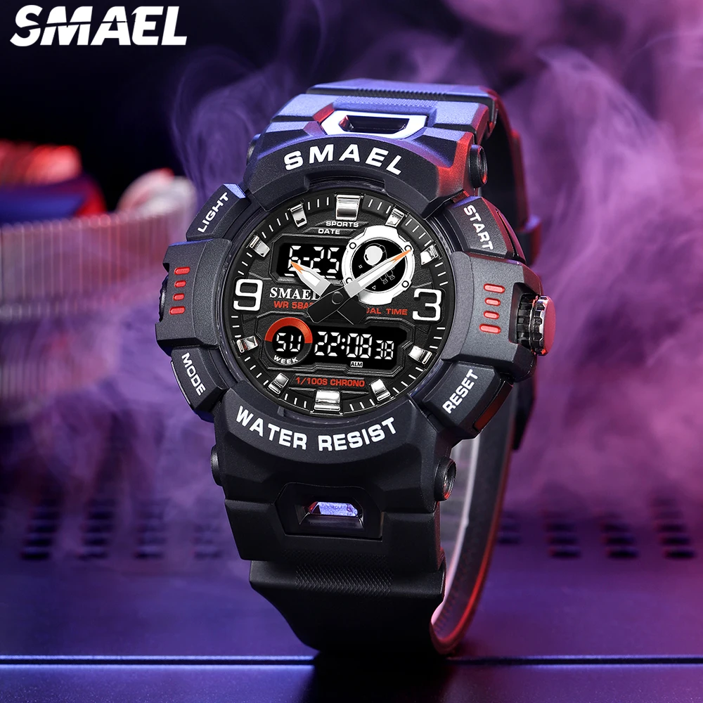 

SMAEL for Male and Female Students, Sports Dual Display 8063 Astro Student Watch Multi functional Waterproof Night Light Watch