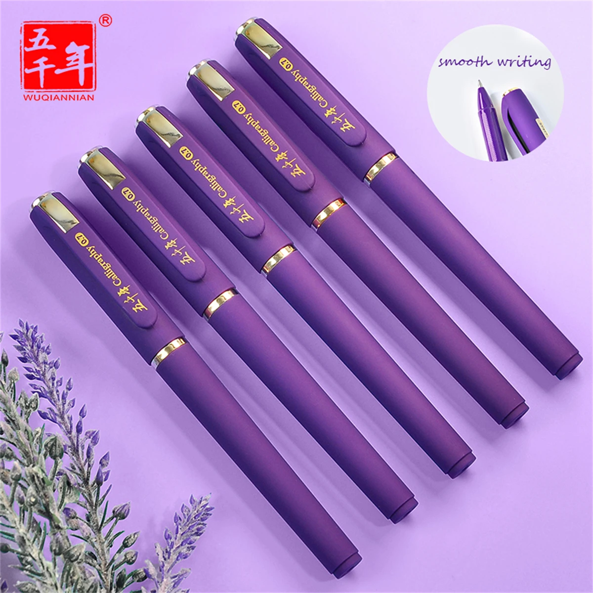 3pcs Purple Ink Gel Pens,, 1.0mm,for Writing, Large Capacity Refill, Office Supplies Back To Sochool Kawaii School Supplies