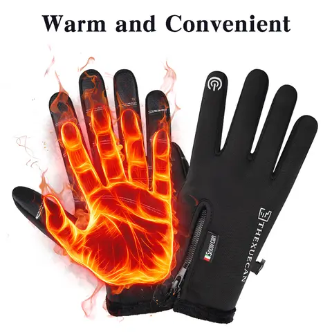 Winter Warm Cycling Gloves Unisex Touchscreen Fleece Glove Waterproof Anti slip Sports Running Motorcycle Ski Full Finger Glove