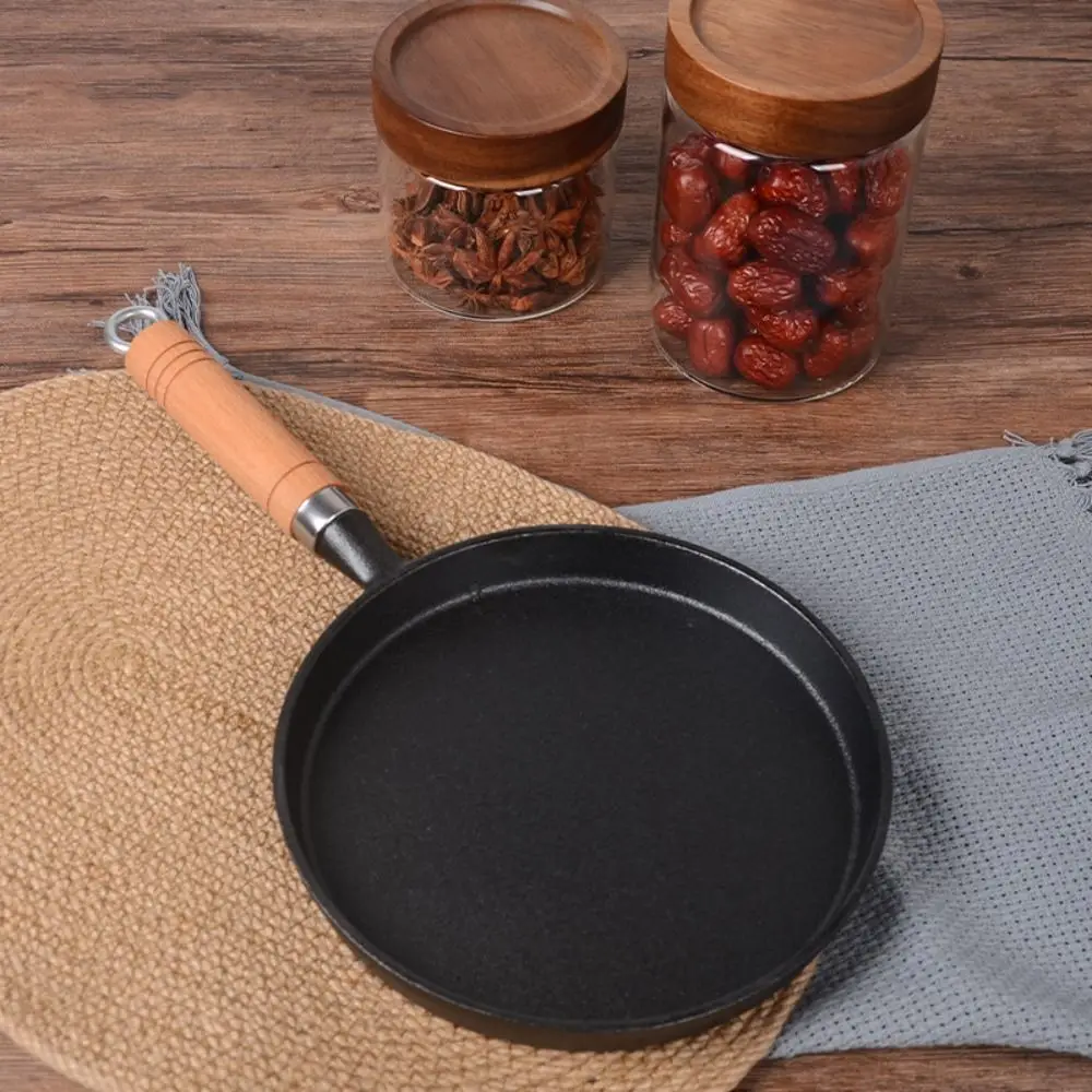 

Grill Pan Non-stick Cast Iron Frying Pan Wood Handle Thickened Pancake Pan 20/26cm Crepe Maker Omelet