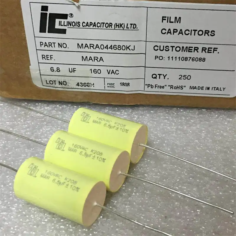 

2PCS/LOT ICEL MAR Series 6.8UF 160VAC Copper Pin Frequency Divider Thin Film Capacitor