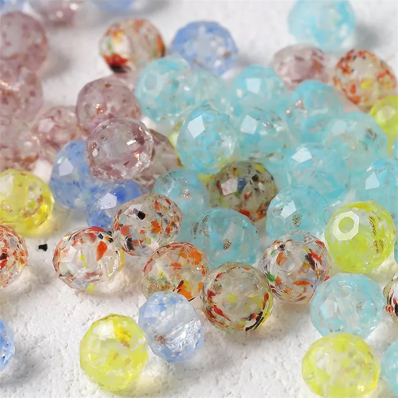 

Free shipping 50pcs/lot 8.5mm color Oil painting effect geometry shape glass beads diy jewelry garment bracelet accessory