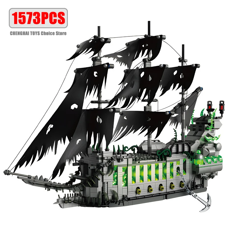 

1573Pcs Pirate Ship Building Blocks Model Mini Bricks Toys MOC Ghost Flying Dutchman Construction Sets Gift for Adults and Teens