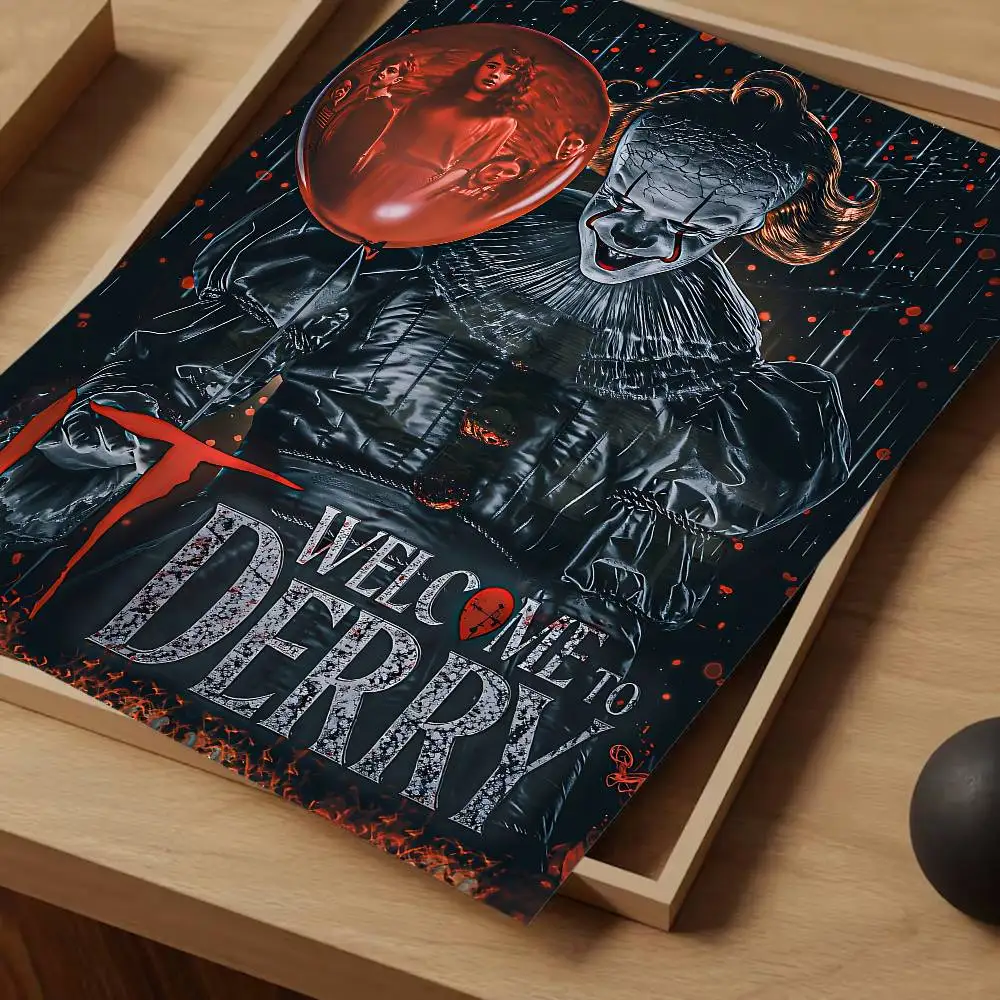 Movie I-It P-Pennywise Self-adhesive Art Poster Whitepaper Prints Posters Artwork Aesthetic Art Wall Painting view 5