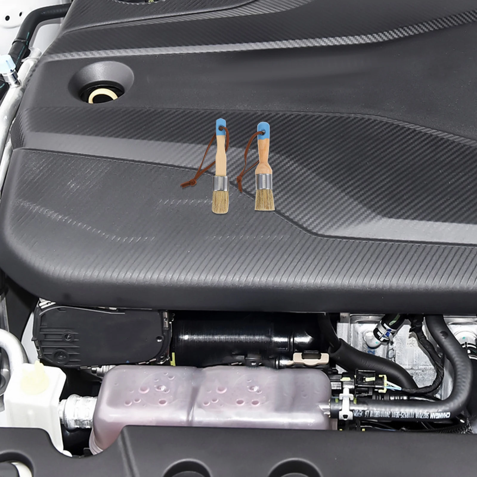 

2pcs Paint Brush Round Wood Handle Bristle Brush Multi-Use For Car Washing Waxing Furniture Wall Art Supply Painting Tool