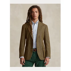 Veste à chevrons à col en V pour hommes, vêtements de combinaison à boutonnage simple, manteau d'affaires décontracté, vestes d'hiver pour hommes, nouveau