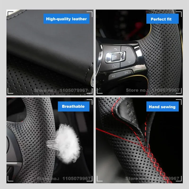 DIY Hand-Stitched Non-slip Durable PU Carbon Fiber Leather Car Steering Wheel Cover for Tesla Model Y 3 Interior Accessories