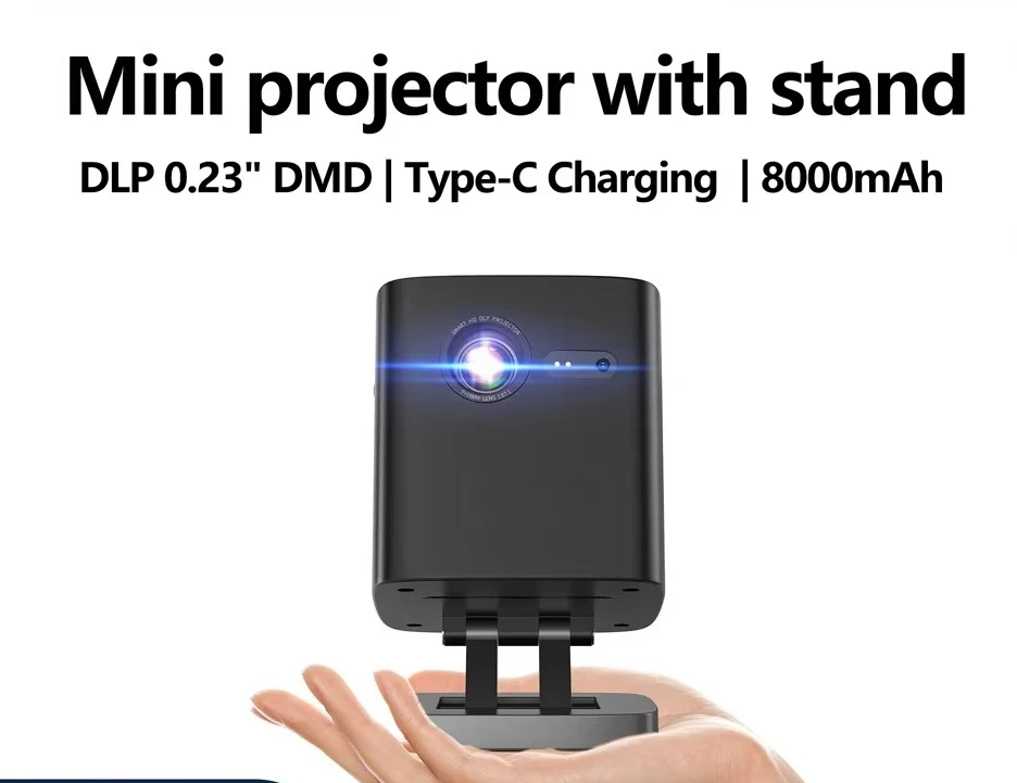 Mini DLP Projector Smart Android WiFi Por  720P 4K Compatible 3D   Video Projector for Home Movies and Games