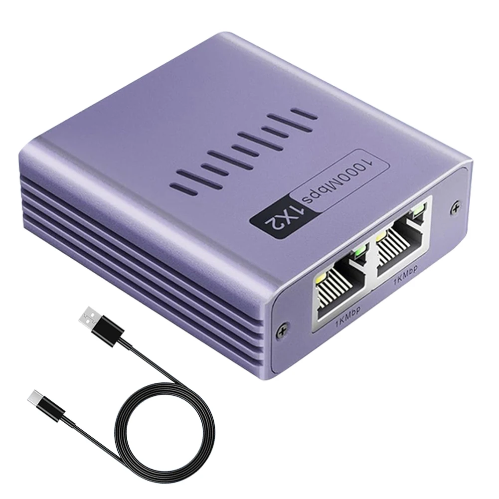 Divisor Gigabit Ethernet 1 a 2/3/4 divisor LAN 1000Mbps RJ45 LAN divisor de Internet con Cable de alimentación tipo c para Cable Cat6/7/8