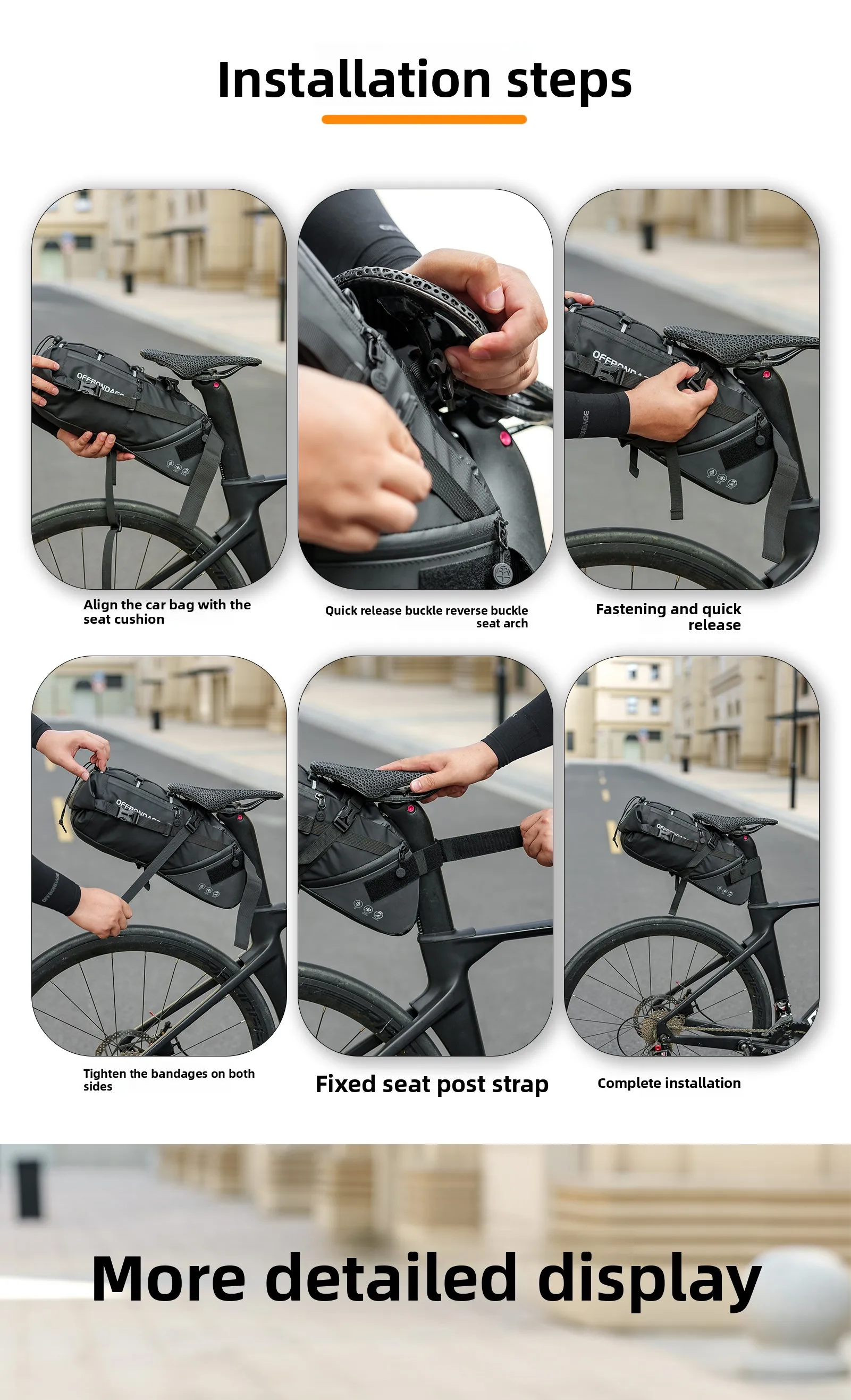 OFFBONDAGE 15L Fahrrad-Satteltasche, große Kapazität, wasserdichte Fahrradtasche, Fahrrad-Hecktasche, MTB, faltbare Hecktasche, Rennrad-Gepäcktasche – Detail 9