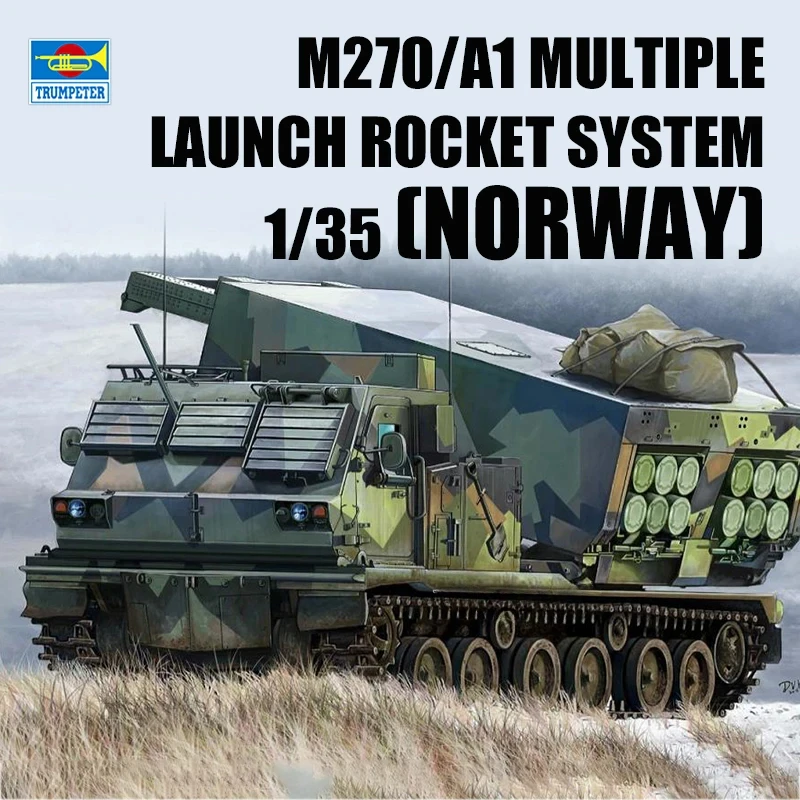 Trumpeter plastic assembly scale model kit TP01048  M270/A1 multiple launch rocket system （Norway）1/35 Scale