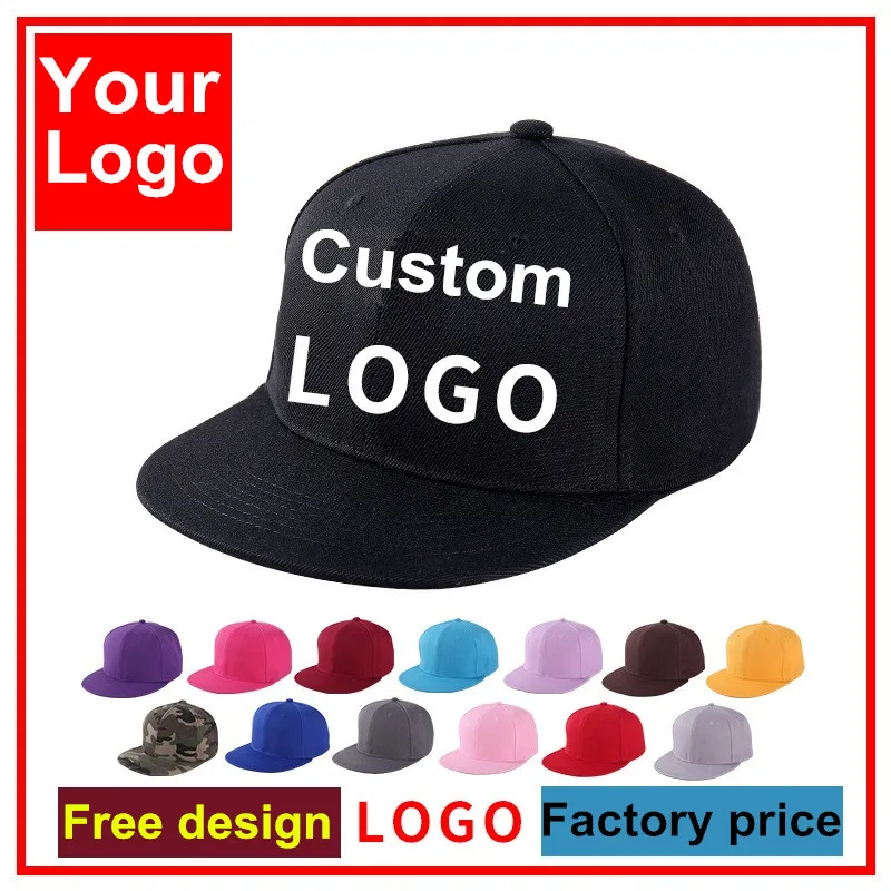 Custom Logo Embroidery Flat brim snapback hats New adult casual acrylic sports hat Women Men Tennis Fishing caps