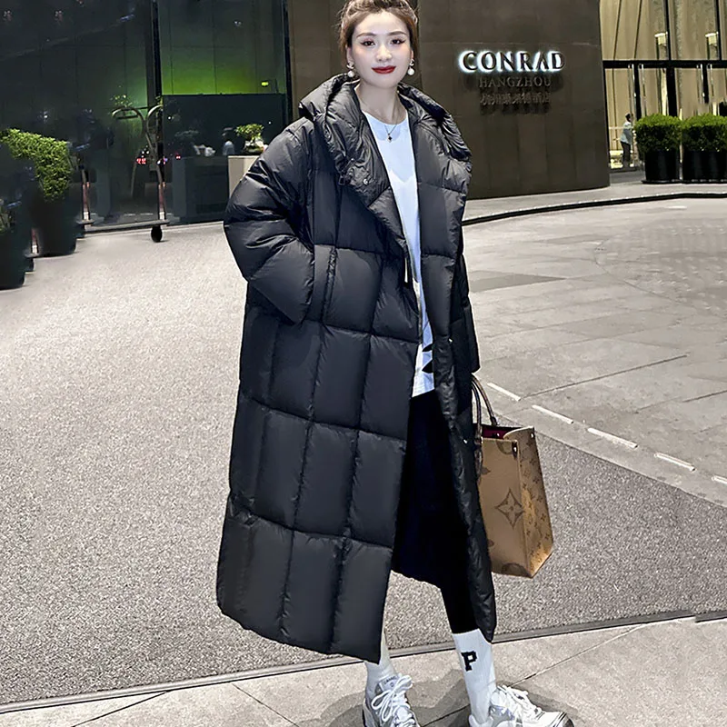 New High-end Womens 90% White Duck Down Coat Winter Cold Warm Down Jacket Large Quilt Quality Female Hooded Snow Parker Overcoat