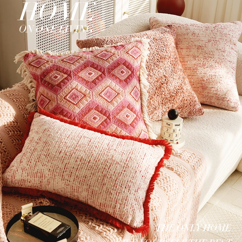30x50/45X45/50x50CM Pink Luxury Throw Pillow Retro French Stamping Waist Cushion Cover Decor Home Decorative Pillowcase