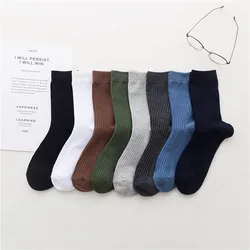 4Pairs/Lot Cotton Socks Men Business Dress Long Socks Casual Solid Color Spring Summer Black White Sock For Male Comfortable