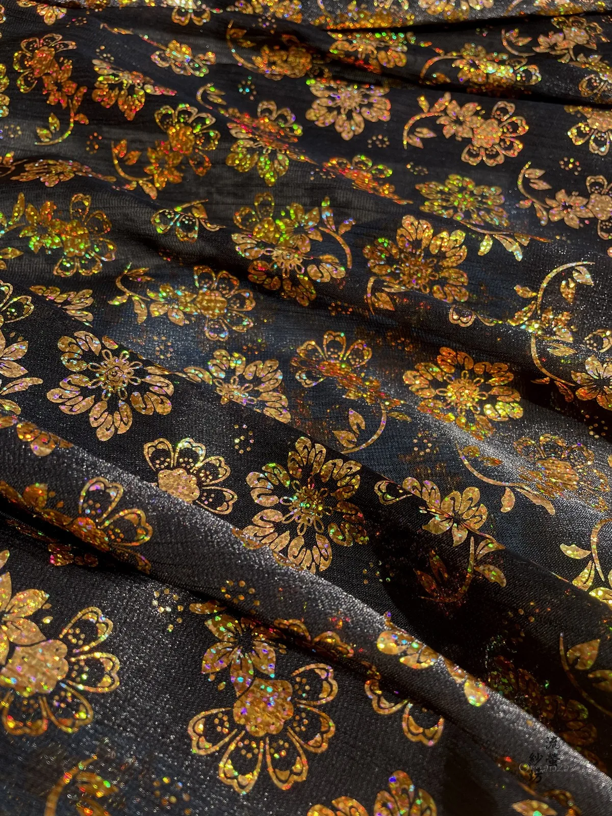 3meters Flowing gold Organza Nebula Galaxy hot stamping fabric hanfu/lolita/COSPLAY dress fabric cloth