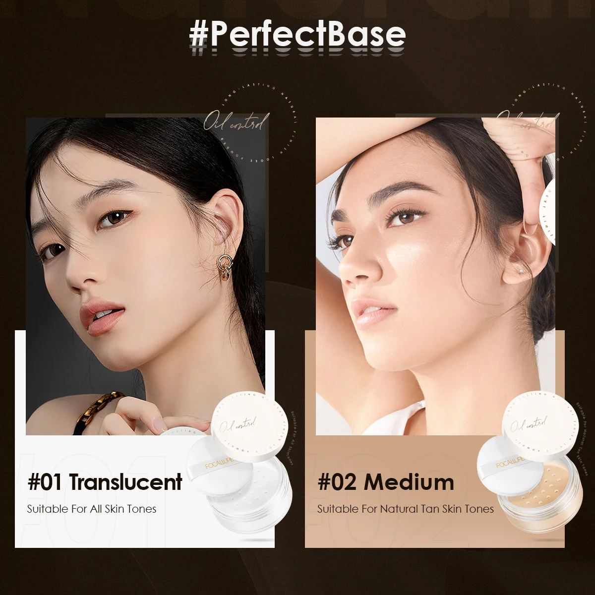 FOCALLURE Poreless Matte Loose Powder Cosmetics Oil-Control Natural Finish Perfect Base Makeup Waterproof Face Setting Powder