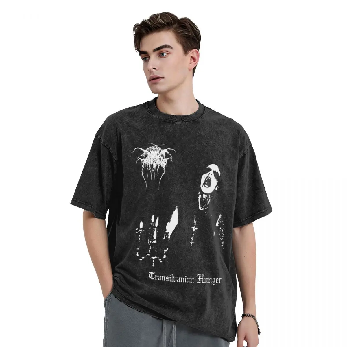 Washed T Shirts Darkian Thorns Hip Hop T-Shirt Harajuku Black Metal Streetwear Short Sleeve Summer Tops Tee Shirt Men Women