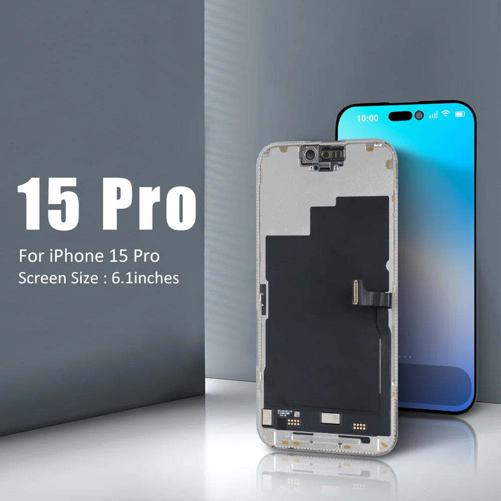 RFLCD INCELL آيفون 15 برو شاشة الكريستال السائل مجموعة المحولات الرقمية لشاشة تعمل بلمس ل 15 برو LCD مع رقاقة نقل صحيح لهجة #6