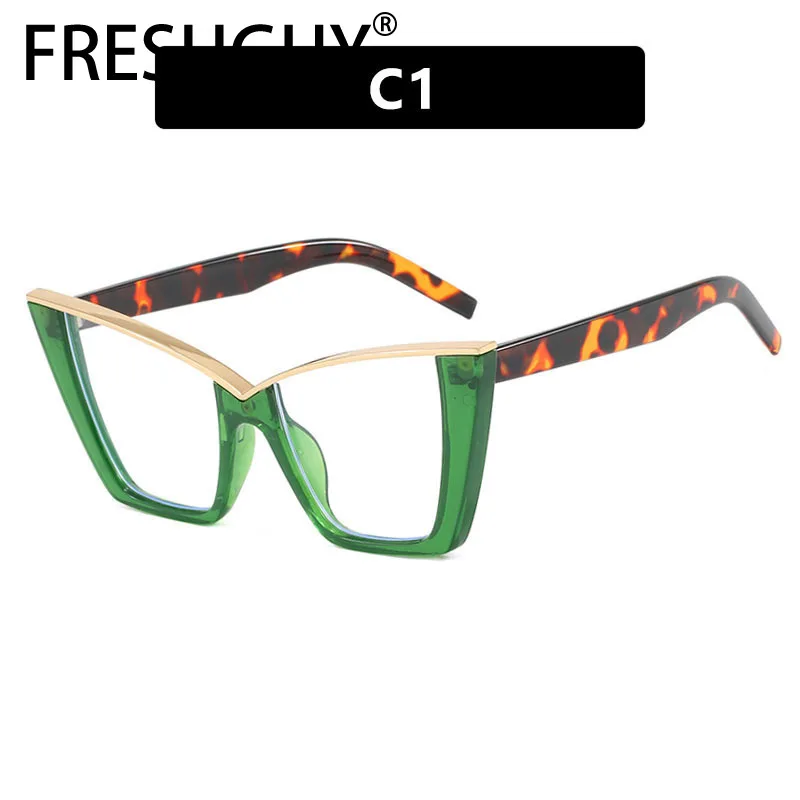 FRESHGUY-Lunettes optiques anti-lumière bleue pour femmes, lunettes à grande monture, vêtements individuels, nouvelle mode 2024