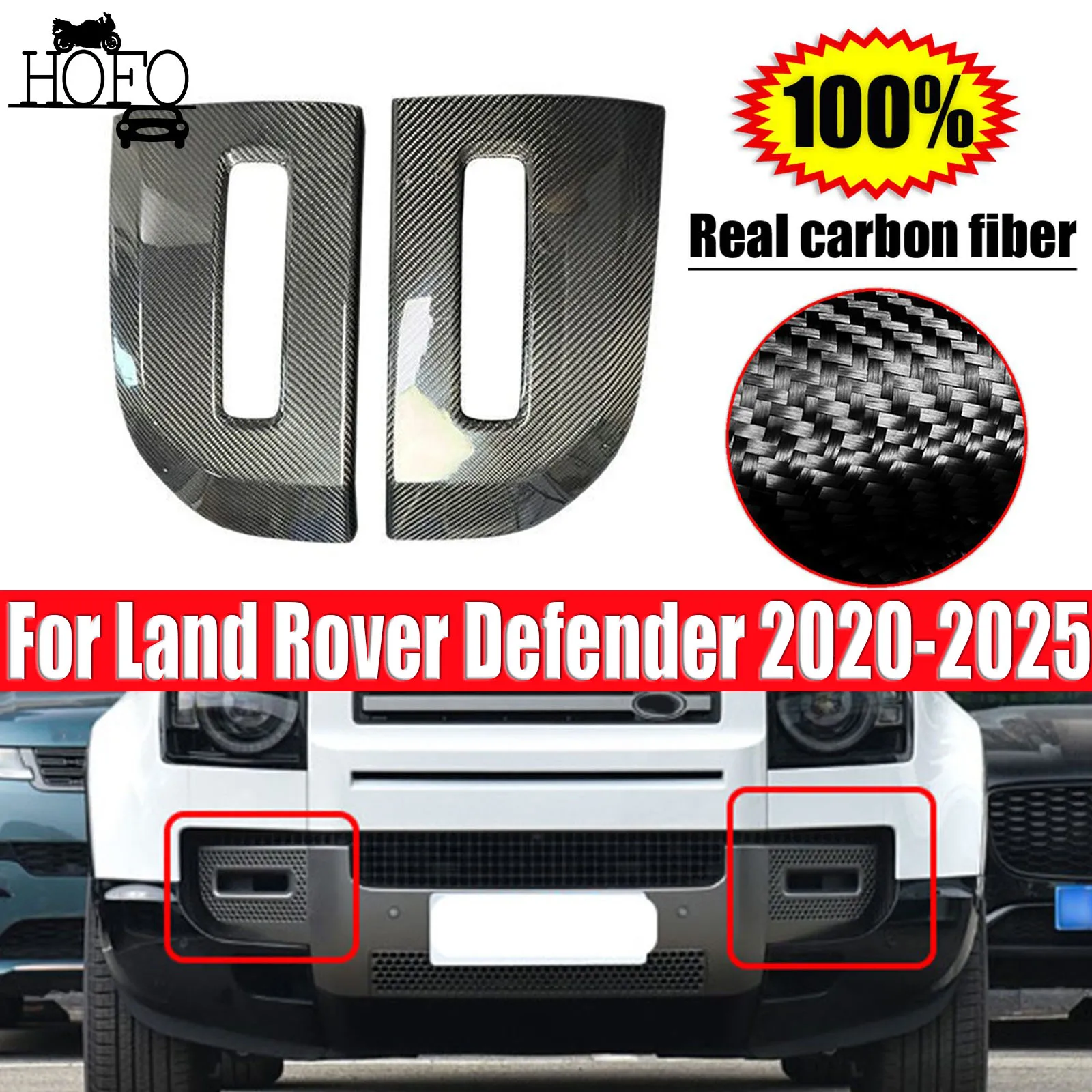 

1 Set Fog Light Grille Cover Trim For Land Rover Defender 2020-2025 2021 2022 2023 2024