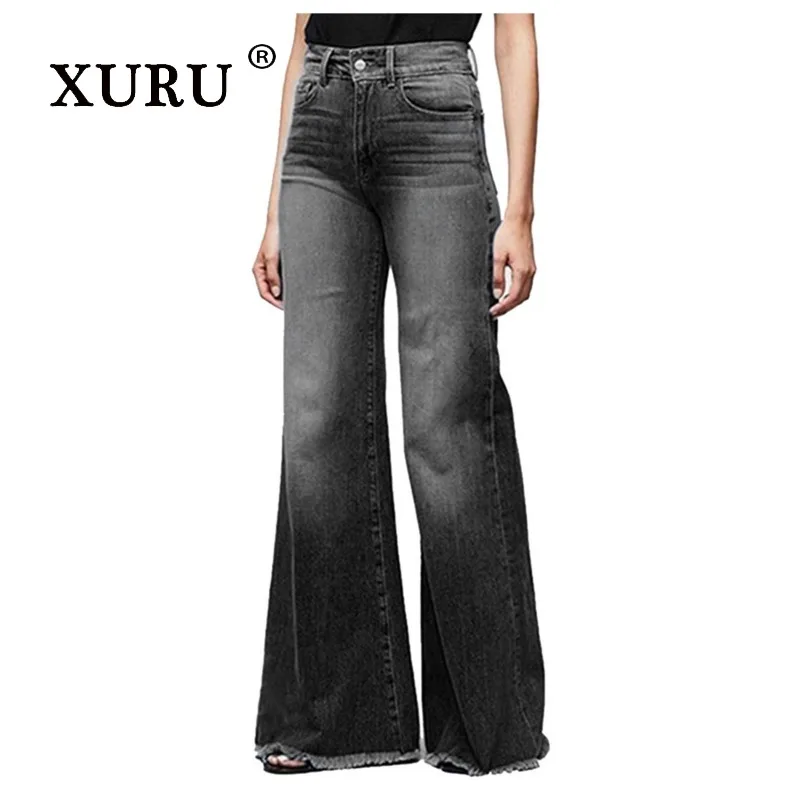 XURU - New Women's High Waist and Hip Lifting Jeans, Fashionable Hot Pants, Bellbottom Pants, Wide Legs, Long Jeans, Pants