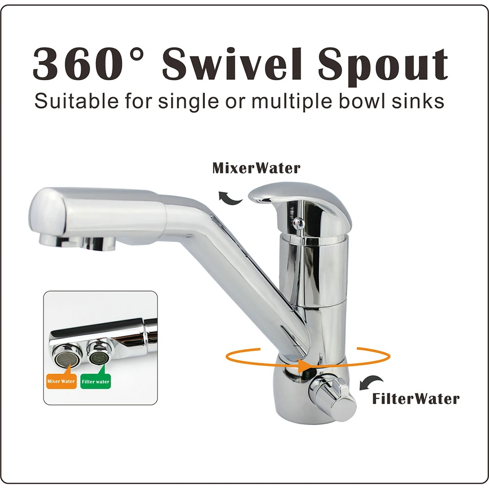 Hot Selling Italian Kitchen Faucets Triangle Kitchen Faucets 3 Way Kitchen Hot Cold Purier Water Mixer Tap For Reverse Osmosis