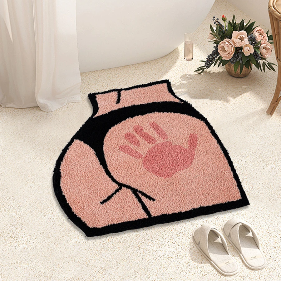 Ass Butt with Hand Print Tufted Rug for Bathroom Bedroom Aesthetic Butt-Printed Bath Mat Soft Fluffy Booty Area Rug Home Decor