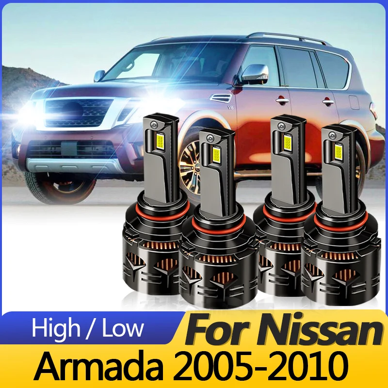 2PCS High quality CANbus For Nissan Armada 2005-2010 LED Headlights 9005/HB3 High Beams 9006/HB4 Low Beams Front Lamps Plug&Play