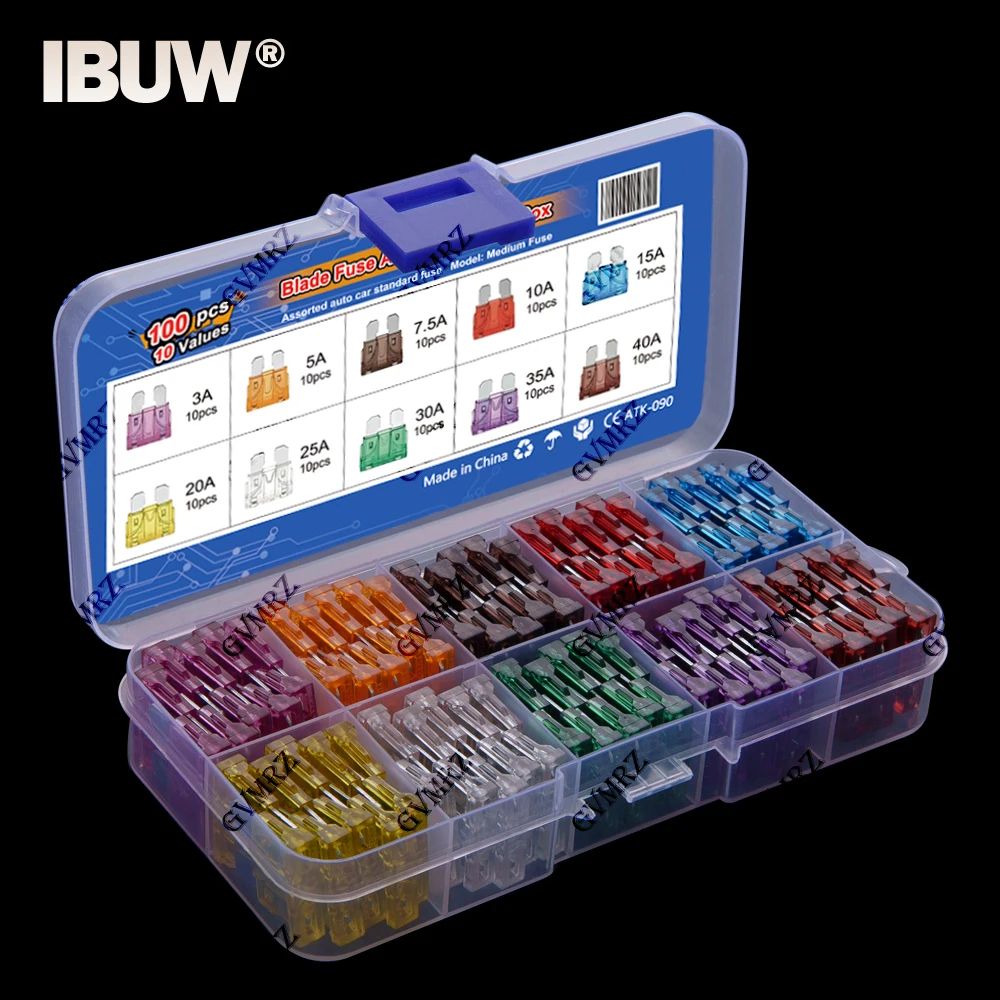 80PCS Medium Size Blades Type Car Fuse kit Assortment 3A 5A 7.5A 10A 15A 20A 25A 30A 35A 40A Fuse Set Auto Car Truck