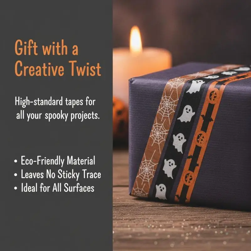 Halloween Craft Tape Set 6PCS 2M Ghost Pumpkin Black Cat Themed for Scrapbooking Journaling Party Favor DIY Supplies