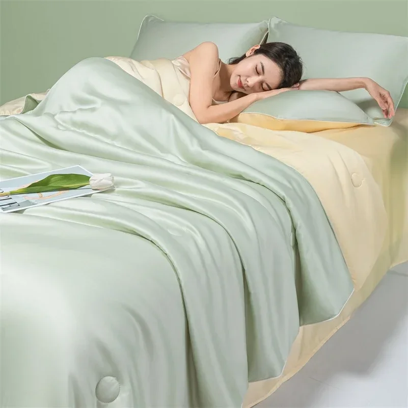 

2026 Summer Cool Quilt Water Washed Ice Silk Double Sides Cooling, Cold Air Conditioning Thin Blanket, Luxury Bedding Comforter