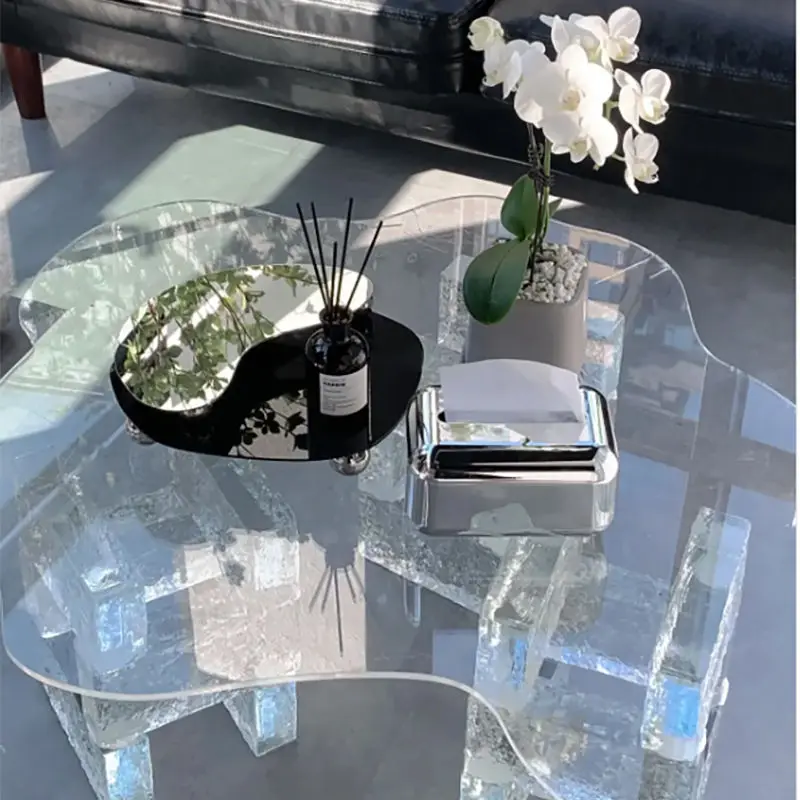 Transparent Space Saving Coffee Table Coffee Table Plastic Acrylic Side Table Aesthetic Kaffee Tische Chinese Style Furniture