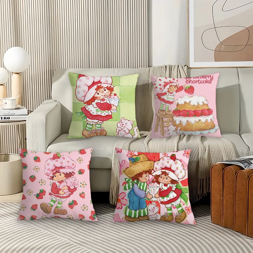 Cartoon S-Strawberry S-ShortcakeS Pillow Case Office Cushions Suitable For Sofa Car Bedroom Decorative Cushion Cover