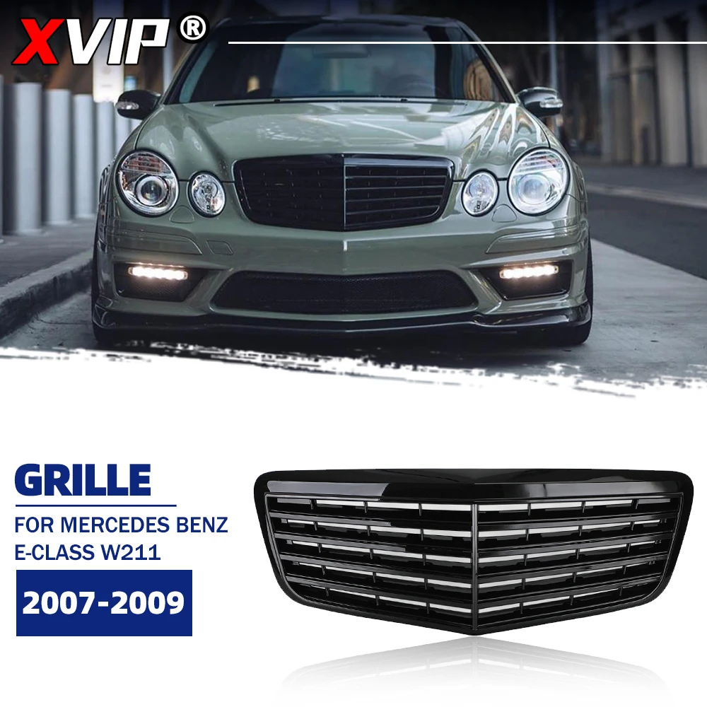 

XVIP Glossy Black A - Style Front Bumper Grille Racing Grille For Mercedes Benz E-Class W211 2007-2009 E280 E320 E350 E500 E550