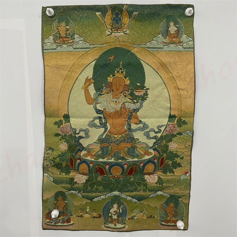 

Tantric Tangka, Manjushri Bodhisattva, Exquisite Home Decoration, Religious and Folk Auspicious Decoration