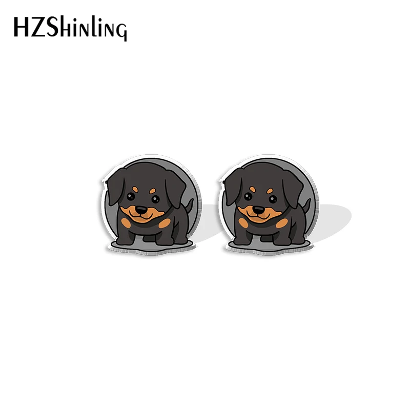 2021 New Rottweiler Stud Earring Lovely Dog Acrylic Resin Earrings Epoxy Handmade Jewelry Gifts Friends