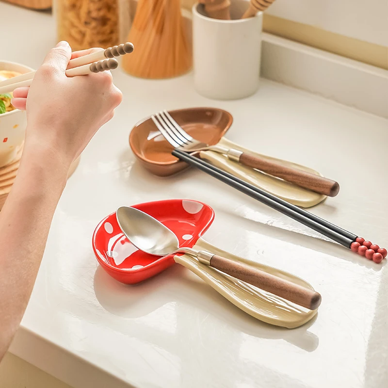 Ceramic Spoon Rack Kitchen Creative Spoon Mushroom Storage Holder Multi-functional Home Countertop Chopsticks Spoon Storage Rack