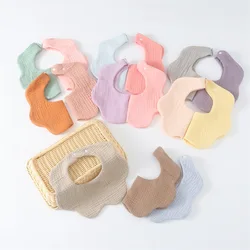 New 6 Layers Cotton Gauze Petal Baby Feeding Drool Bib Solid Thickened Infants Saliva Towel Soft Burp Cloth For Newborn Kid Bibs