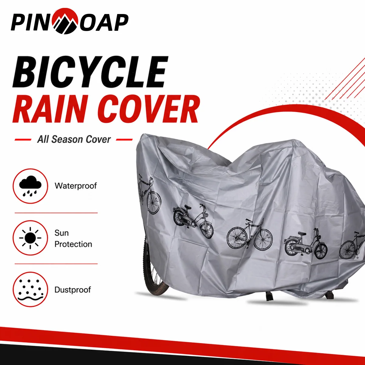PINMOAP Universal Bicycle Rain Cover Waterproof Outdoor Bike Cover Dustproof UV Resistant Windproof Storage Bag Cycling Gear